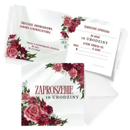 zaproszenia-na-18-urodziny-kwiaty-bordo-koperta-biala