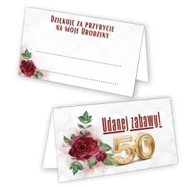 winietki-na-stol-na-50-urodziny-bilecik-bordowe-roze-10-sztuk