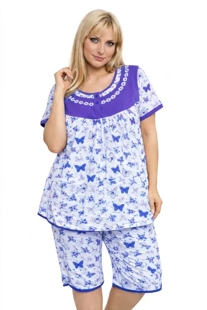 PIŻAMA BAWEŁNIANA MOTYLKI komplet krótki rękaw rybaczki prezent 6XL 7XL 999