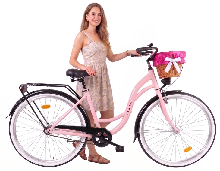 Dallas 28″ – elegancki rower damski miejski, polska marka Różowy z czarnym