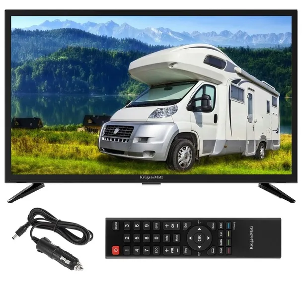 Telewizor 24" do Ciężarówki / Kamper / Kamping DVB-T2 12V / 230V + Zasilacz