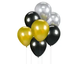 balony-klasyczne-godan-7-sztuk-zloty-srebrny-czarny