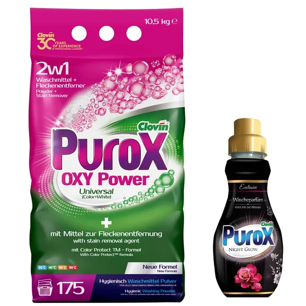 6743+6478 Zestaw Proszek PUROX OXY Power Universal 10,5 kg + Perfumy Night