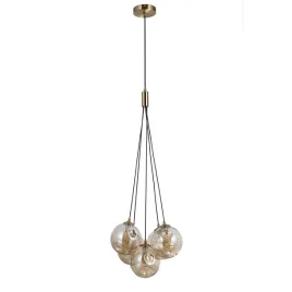 italux-lampa-wiszaca-perlos-5xg9-czarny-bursztynowy