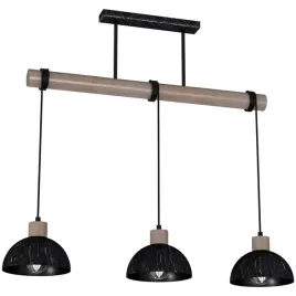 milagro-lampa-wiszaca-erik-3xe27-czarny-drewno-patynowane