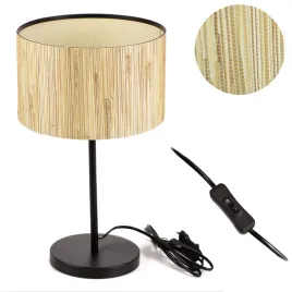 lampka-nocna-stolowa-42cm-e27-czarna-matowa-klosz-naturalny-trawa-sypialnia