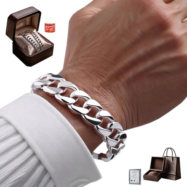 Srebrna Bransoletka Męska PEŁNA Pancerka 10mm SREBRO 925 WŁOSKA + GRATIS