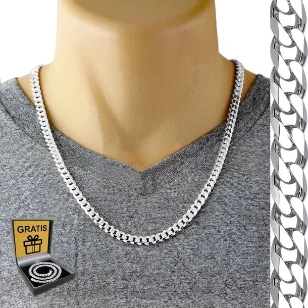 Łańcuszek Męski Srebrny SREBRO pr.925 Diamentowany 6mm/55cm Łańcuch WŁOSKI