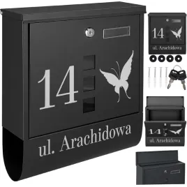 czarna-skrzynka-na-listy-i-poczte-ozdobiona-wzorem