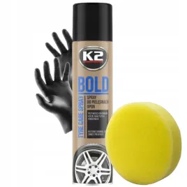 spray-k2-bold-06l-do-pielegnacji-i-nablyszczania-opon-czernidlo-w-zestawie-z-aplikatorem