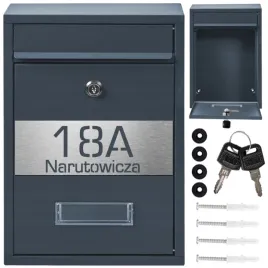 antracytowa-skrzynka-pocztowa-na-listy-wykonana-ze-stali-z-laminatem-z-mozliwoscia-personalizacji-napisu-adresu-i-ulicy