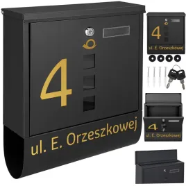 czarna-skrzynka-pocztowa-z-tuba-na-gazety-ozdobiona-zlotym-wzorem