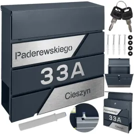 antracytowa-skrzynka-na-listy-personalizowana-laserowo-wycinanym-adresem-i-numerem