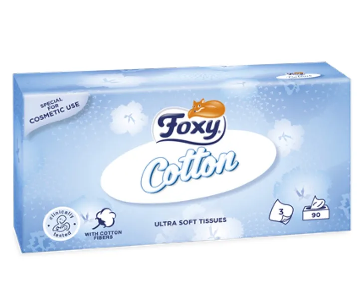 Chusteczki higieniczne bezzapachowe Foxy Cotton Ultra 3 warst. 90 szt