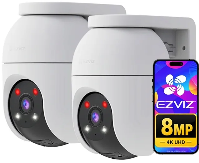 Dwie Kamery EZVIZ 8MPX C8c 4K Obrotowe Zewnętrzne Detekcja AI Śledzenie