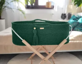 kosz-mojzesza-boho-bawelniany-handmade-z-materacykiem-butelkowa-zielen