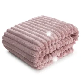 gruby-koc-soft-pudrowy-220x200-pasy-3d-prazki-cieply-miekki-pled-kocyk-glam