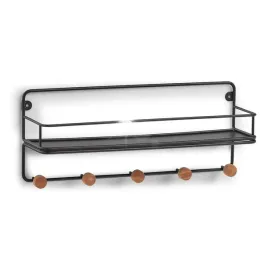 polka-scienna-metalowa-z-drewnianymi-haczykami-czarna-45x118-cm