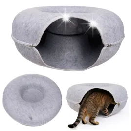 legowisko-dla-kota-purlov-okragly-tunel-dwuczesciowy-51cm-filcowy-donut-xl