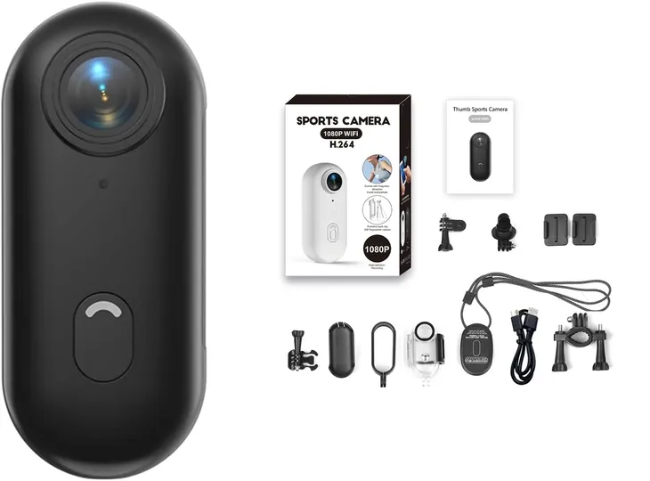 Mini Kamera Sportowa HD 1080p Wodoodporna Kąt 140° WiFi Adaptery Akcesoria