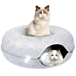 legowisko-tunel-dla-kota-okragly-domek-wygodny-paczek-donut-zabawka-szary