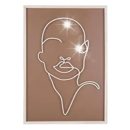 dekoracja-scienna-brazowa-minimalistyczna-metalowa-sylwetka-twarzy-art-line