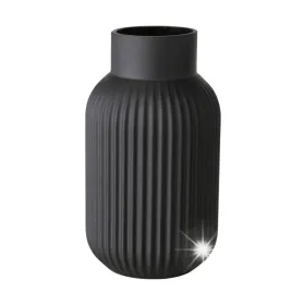 wazon-szklany-czarny-matowy-prazkowany-nordika-22-x-13-cm