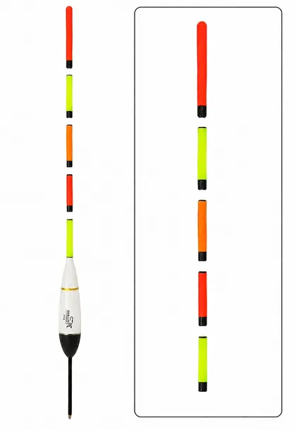 WIDOCZNY spławik wędkarski, przelotowy DŁUGA ANTENKA 28cm, 2+2g KOLOROWA 4g