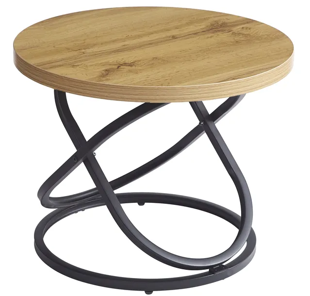 STOLIK KAWOWY DO SALONU OKRĄGŁY NOWOCZESNY DESIGN GALAXY FI50 cm LOFT DĄB