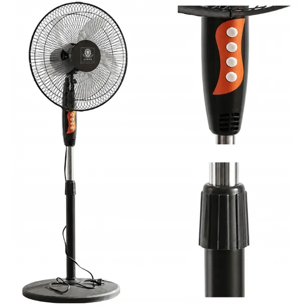 WENTYLATOR STOJĄCY WIATRAK PODŁOGOWY CICHY MOCNY 50W REGULOWANY DUŻY 40cm