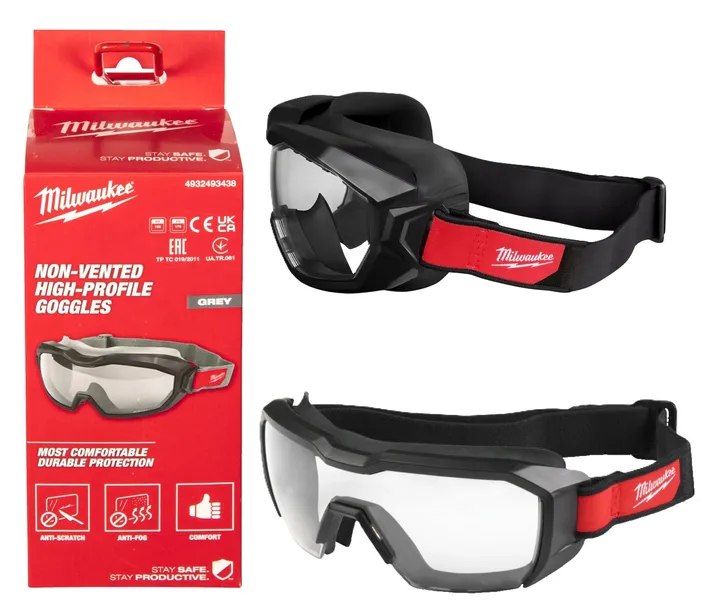Milwaukee 4932493435 Gogle ochronne bezbarwne szerokie wentylowane