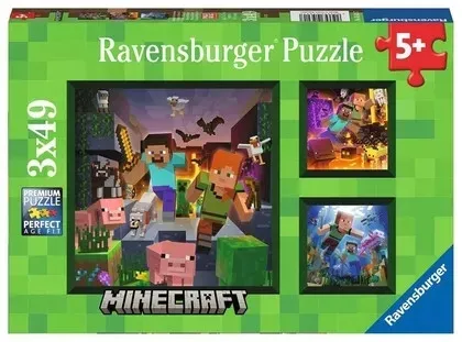 puzzle-3x49-elementow-minecraft-ravensburger-kolekcja-3x49