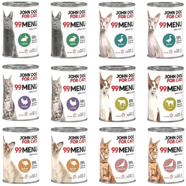 JOHN DOG FOR CATS 99 MENU MIX 12 X 400G Karma Mokra Bezzbożowa Dla Kota