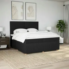 vidaxl-lozko-kontynentalne-z-materacem-czarne-tkanina-200x200-cm