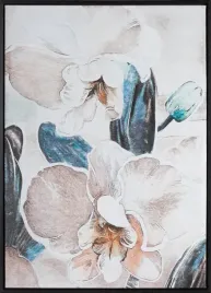obraz-recznie-malowany-w-ramie-kwiaty-50x70-bezowy-niebieski