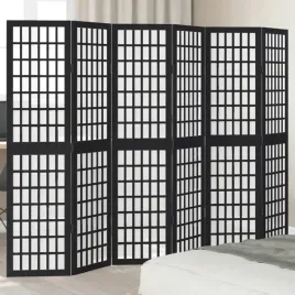 vidaxl-parawan-pokojowy-6-panelowy-czarny-lite-drewno-paulowni