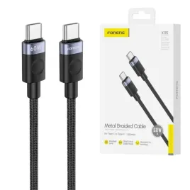 foneng-x115-kabel-usb-c-usb-c-pd-60w-1m-czarny-mocny-trwaly-solidny