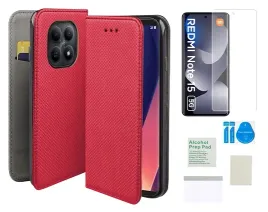 etui-z-klapka-do-xiaomi-redmi-note-15-5g-case-czerwony-folia-ochronna-tpu