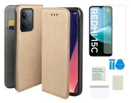 etui-z-klapka-do-xiaomi-redmi-15c-4g-zloty-smart-magnet-folia-ochronna