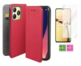 etui-z-klapka-do-realme-c61-czerwony-smart-magnet-case-szybka-na-ekran