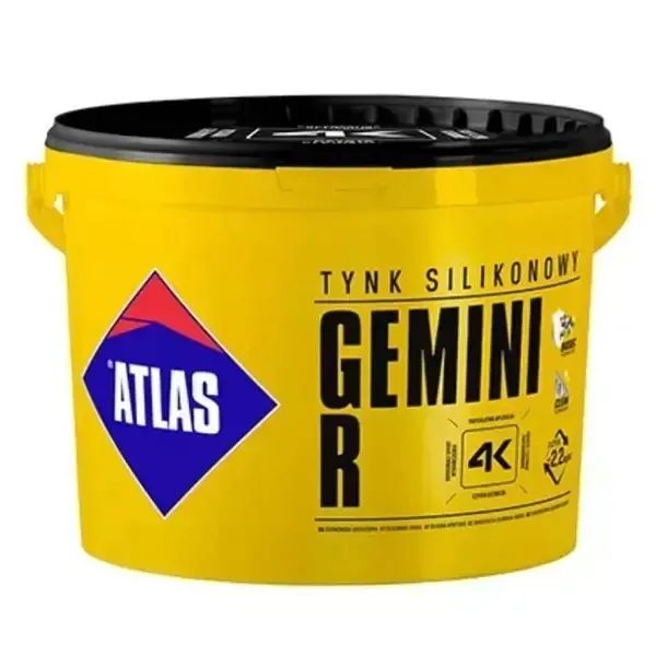 ATLAS GEMINI R 25kg Tynk Silikonowy 1,5mm Biały Baranek Elewacja
