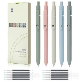 5-x-dlugopisy-clicker-automatyczny-zestaw-pioro-zelowe-10-wkladow-czarny