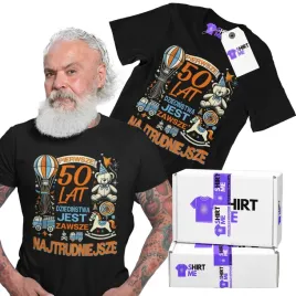 prezent-na-50-urodziny-koszulka-z-nadrukiem-tshirt-meski-50-lat-dziecinstwa