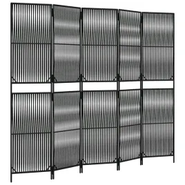 parawan-z-polirattanu-czarny-245-x-200-cm-5-paneli-przeplecione-linie