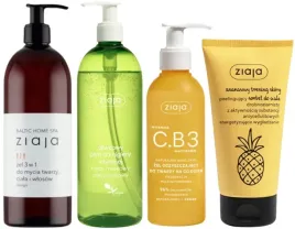 zestaw-pod-prysznic-dla-kobiet-ziaja-zel-do-twarzy-peeling-kofeina-oliwka