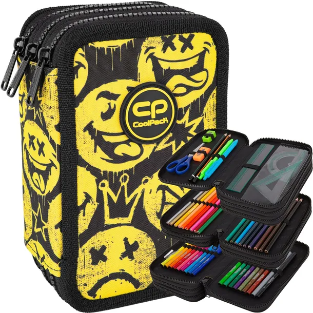 Piórnik rozkładany potrójny CoolPack BE HAPPY z wyposażeniem
