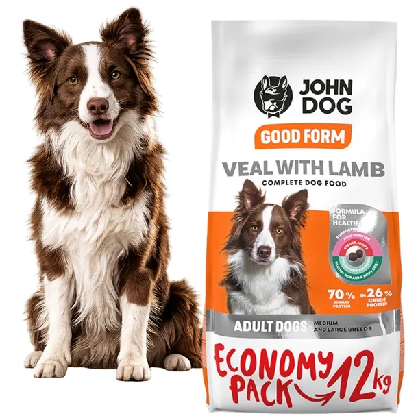 SUCHA KARMA DLA PSA John Dog Good Form Cielęcina Jagnięcina 12kg Duże Rasy
