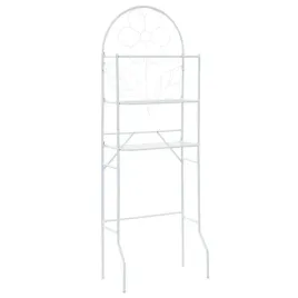 bialy-regal-lazienkowy-ze-stalowa-rama-i-motywem-kwiatu-60x33x174-cm
