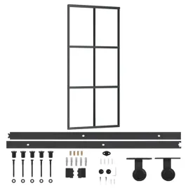 przesuwane-drzwi-szklane-esg-90-x-205-cm-przezroczyste-czarne-z-osprzetem