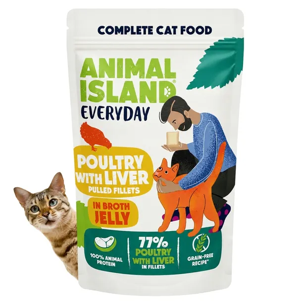Animal Island Everyday drób z wątróbką fileciki w galarecie dla kota 85 g
